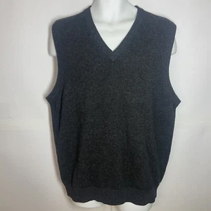 LL Bean Sweater Vest Lambs Wool V Neck Pullover Mens L Reg Charcoal Grey - Picture 1 of 5