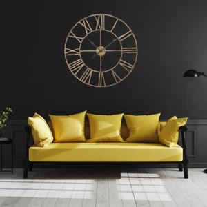 60cm Large Metal Roman Numeral Wall Clock, Vintage Skeleton Open Face UK Decor - Picture 1 of 16