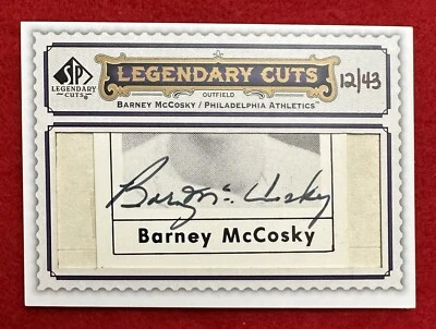 Barney McCosky 2009 SP Legendary Cuts Cut Signature Autograph #d/43 Auto - Image 1 of 2