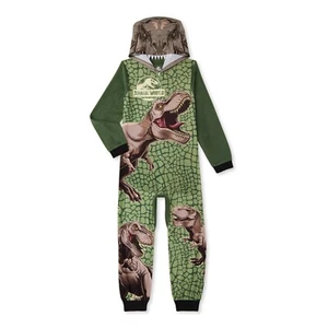 Jurassic World T Rex Hooded Union Suit Sleeper Pajamas Size 6/7 - 8 - 10/12 NWT - Picture 1 of 3