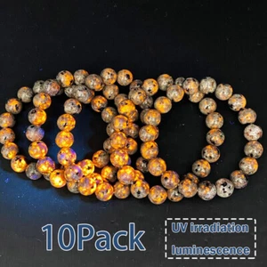 10x Yooperlite Bead UV Reactive Fluorescent Glowing Healing 8mm Balance Bracelet - Picture 1 of 16