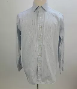 Polo Ralph Lauren camicia con bottoni uomo 16,5 blu bianco a righe manica lunga - Foto 1 di 11