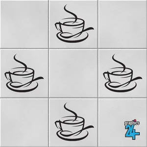 Coffee Cups Vinyl Wall Tile Stickers Decals Kitchen Home Decor - Picture 1 of 2