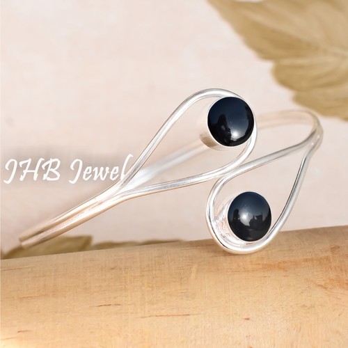 VALENTINO Bracciale in argento sterling 925 con pietre preziose naturali onice nera per partner di vita