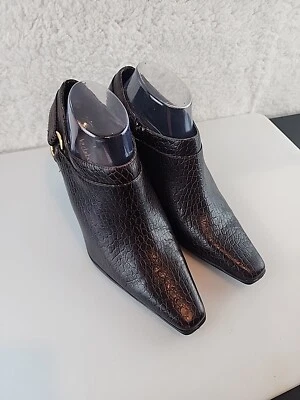 Liz Claiborne Ankle Boots Brown Reptile Anika  Leather Zip Size 9.5M - Image 1 of 4
