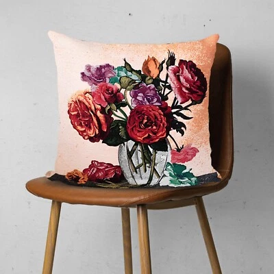 Elegant Vintage Cozy Floral Farmhouse Woven Tapestry Throw Cushion Pillow Covers - Image 1 of 4
