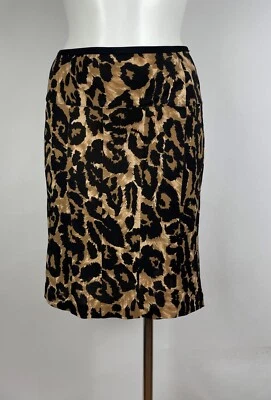 Falda recta DIANE VON FURSTENBERG VINTAGE 100% seda estampado animal, talla 2 Foto 1 de 4