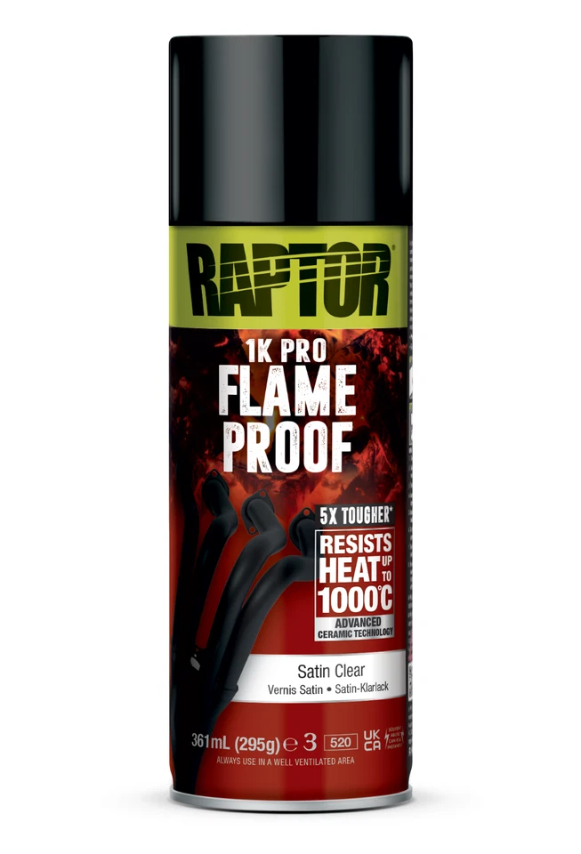 RAPTOR Flameproof Satin Clear seidenmatt Klarlack Feuerfest 1000°C, 361ml - Bild 1 von 1