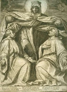 AGOSTINO CARRACCI BOLOGNA PARMA SchutzmantelMadonna KUPFERSTICH c 1580,bezeichn. - Bild 1 von 1