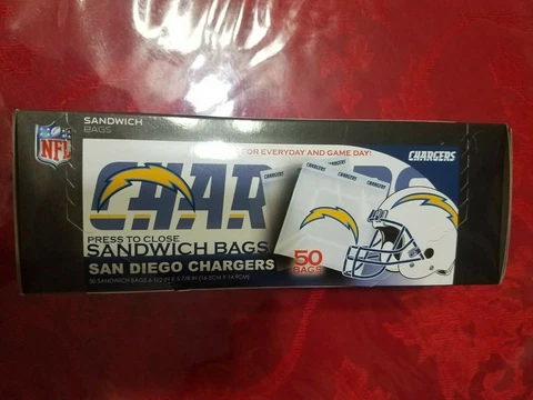 50 San Diego Chargers Press to Close Sandwich Bags Rare A bag f/ everyday & game Cover