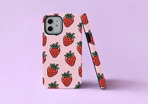 Strawberry Strawberries Berry Berries Tough Phone Case/Cover For iPhone Samsung - Picture 1 of 4