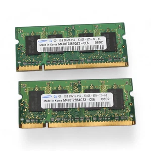 Lot of 2 Samsung 1GB DDR2 Ram Laptop Memory PC2-5300S 2Rx16 NON ECC - Picture 1 of 5
