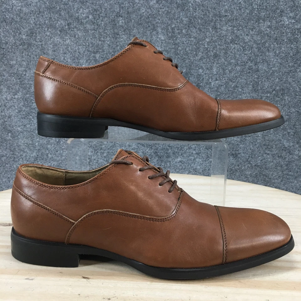 Calvin Klein Shoes Mens 8 M Carlton Dress Cap Toe Oxford Brown Faux Leather - Image 1 of 4