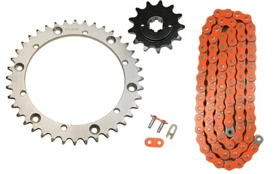 KTM SX65 2000 2001 2002 2003 2004 420 SH Kit de cadena naranja y piñón delantero trasero Foto 1 de 2
