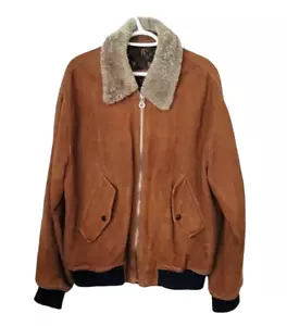 Etro Suede Goatskin Bomber Brown Men Jacket Removable Fur collar Size L - Picture 1 of 11