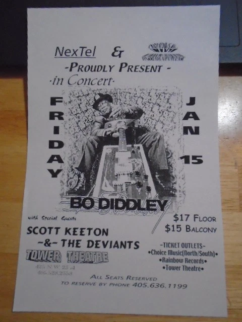 RARE Bo Diddley Scott Keeton & Deviants 2000 tour CONCERT FLYER blues funk soul - Image 1 of 1
