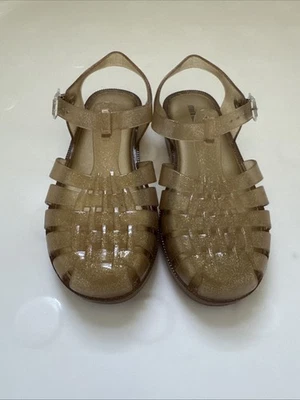 Mini Melissa Niñas Brillante Dorado Brillante Niños Jalea Sandalias Zapatos Talla 2 Foto 1 de 4