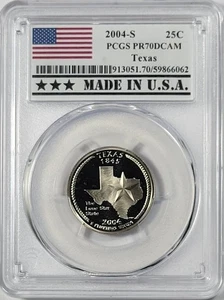2004-S Clad Washington Quarter - Texas - PCGS PR70DCAM - Made in U.S.A. Label - Picture 1 of 2