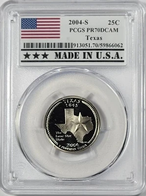 2004-S Clad Washington Quarter - Texas - PCGS PR70DCAM - Made in U.S.A. Label - Image 1 of 2