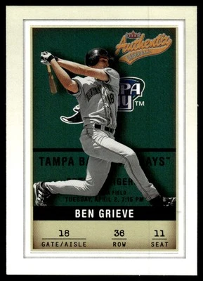 2002 Fleer Authentix Ben Grieve Tampa Bay Devil Rays #36 - Image 1 of 2