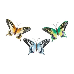 Wanddeko Wandbild Schmetterling Schwalbenschwanz aus Metall 49x2x30 3 Stück - Bild 1 von 8