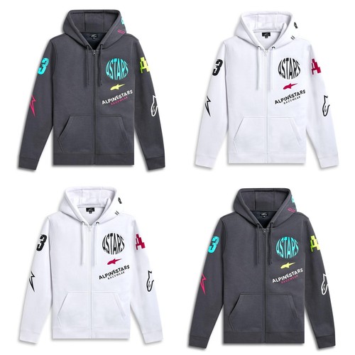 OFF WHITE Felpa con cappuccio moto Alpinestars Variegate zip bianco sporco canna di fucile