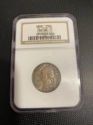 1958 Ms 65 Monster Toned Silver Washington Quarter - Image 1 of 2
