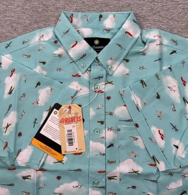 RSVLTS Roosevelts рубашка мужская средний синий Smithsonian взять полета Kunuflex новый - Изображение 1 из 4