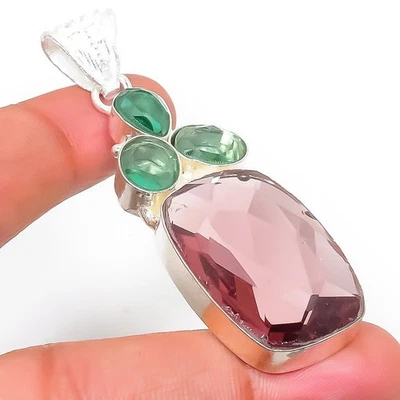 Amatista, Gema Amatista Hecho a Mano 925 Plata de Ley Joyería Colgante 6.5cm - Imagen 1 de 4