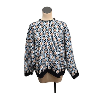 Maeve Anthropologie Sweater Womens 3X Floral Geometric Pullover Boho - Picture 1 of 13