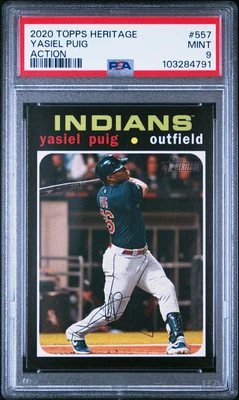 Yasiel Puig - 2020 Topps Heritage Action Variation   PSA 9 - Image 1 of 2