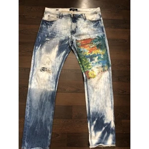 Rare Design Vintage Akoo Bleach Sukajan Baggy Jeans With Graphic - Picture 1 of 12