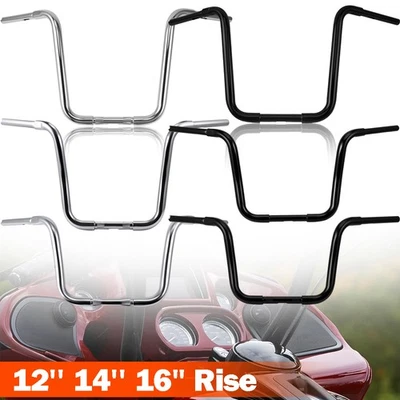 Rise 10" 12 14" 16" APE Hanger Handlebar For Harley Softail Dyna Road King Glide - Image 1 of 4