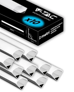 V TAC 10x Profili Angolari da 2 METRI per Strisce Led (20 Metri Totali) Profili - Foto 1 di 7