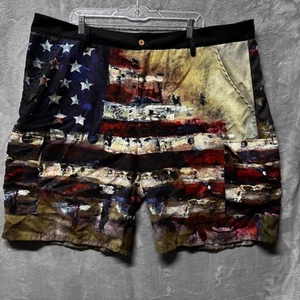 American Flag Cargo Shorts Mens Large Red White Blue Grunge USA Patriotic Summer - Picture 1 of 9