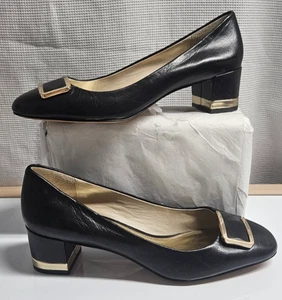 Zapatos de salón COACH Q3219 ISLA semi brillo oveja cuero superior negro talla 7,5 - Imagen 1 de 7
