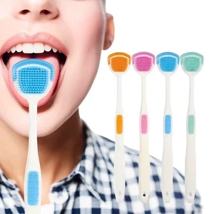 Soft Tongue scraper cleaner brush handle floss tounge cure bacteria fresh breath - Picture 1 of 9