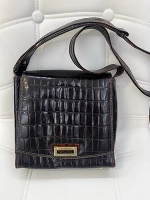 Bolso Bandolera Francesco Biasia Vintage Cuero Cocodrilo Marrón Simulado Cocodrilo Foto 1 de 4