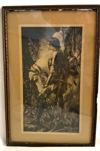 Sir Galahad impresión enmarcada George Frederick Watts 1910 caballero antiguo 14,5" X 9,5" - Imagen 1 de 11