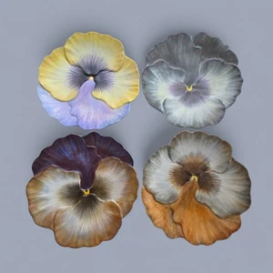 4 Marcel Guillot French Pansy Flower Plate 8" Hand Painted France Signed  - Picture 1 of 9