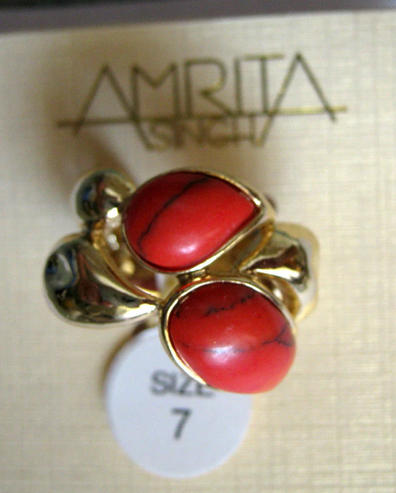 Anillo Amrita Singh 18 kgp Coral Oscuro Deauville 6 Foto 1 de 4