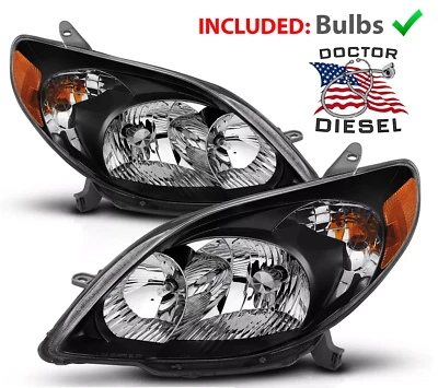 Juego de pares de faros de repuesto JDM negros OE para Toyota Matrix XR XRS 2003-2008 Foto 1 de 4