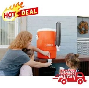 10 Gal. Seat Top Water Cooler Beverage Jug Picnic w/ Spigot & Cup Dispenser NEW - Picture 1 of 7
