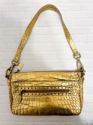 Donald J. Pliner | Bolsos | Cartera de cuero de cocodrilo Donald J Pliner Gold Emb Foto 1 de 4