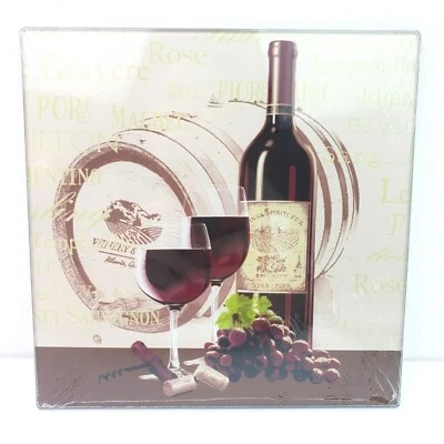 Cooking Concepts Grapes Wine 7.75x7.75 Square Decorative Glass Cutting Board - Image 1 of 2