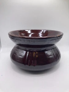 Vintage Stoneware Spittoon Crock Brown Made in USA Roseville Style - Picture 1 of 8