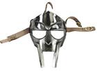 medieval Steel Gladiator Face Mask with Leather Strips for Halloween replica