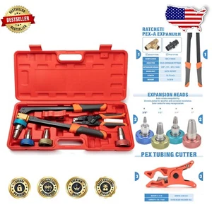 Premium PEX Expansion Tool Kit: Tubing Cutter, 4 Heads & Sleeve Removal Tool - Picture 1 of 11