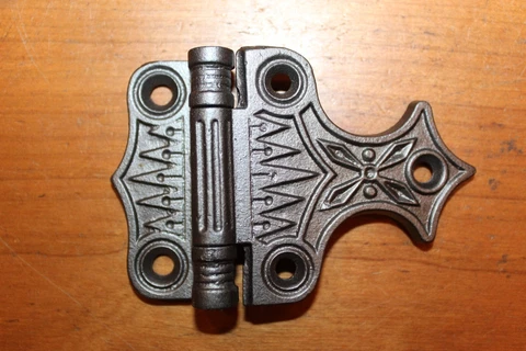 One antique Ornate Restored Cast Iron Ice Box Door Hinge M-79 Cover