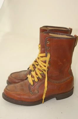VTG Mens 8 1/2 D Leather Gold Bond Cushioned Work Boots Soles R EXC - Image 1 of 4